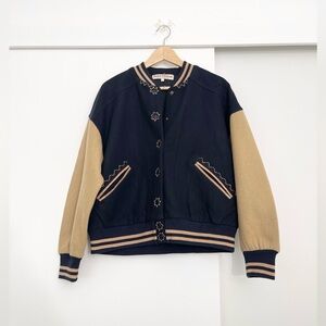 NWOT Free People Home Run Wool Blend Bomber Varsity Jacket Size XS